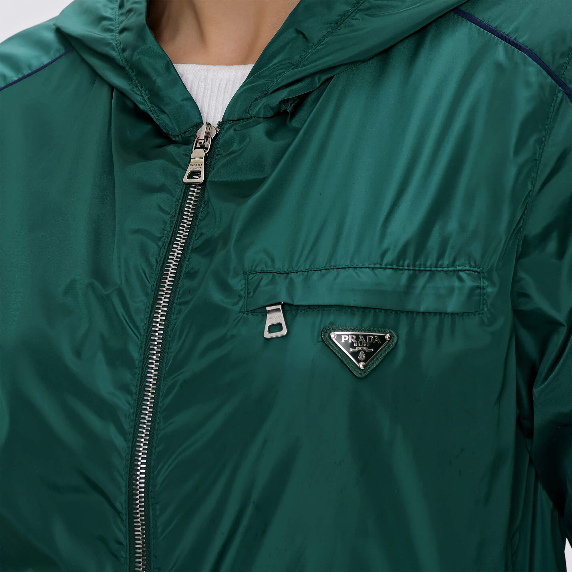 Prada - Green Nylon  With Zipper Jacket